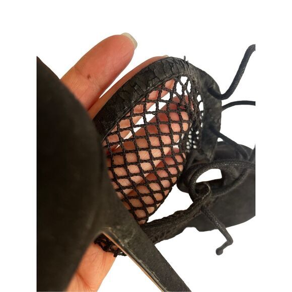 Zara Basic Women's Suede Pointed Toe Fishnet Sock Stiletto Pumps‎ Black Size 37 - Picture 8 of 10